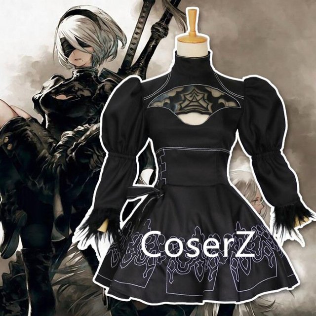 Nier Automata 2B Cosplay Costume Yorha Disguise Costume black Dress for women