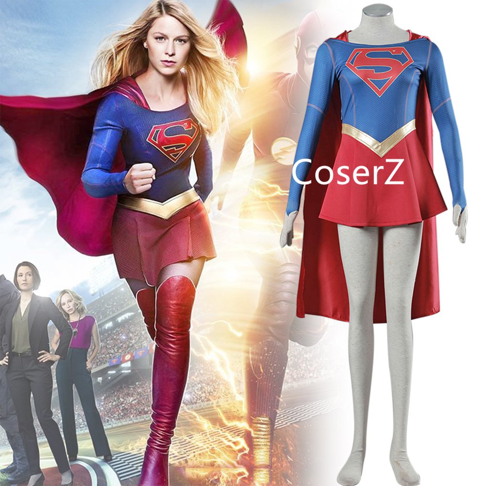 Supergirl Costume Superwoman Cosplay Dress for adult Halloween Costume