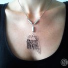 Handmade necklace with shrink plastic pendant and beads