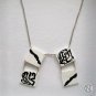 Necklace with four white shrink plastic pendants/ shrink plastic jewelry