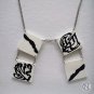 Necklace with four white shrink plastic pendants/ shrink plastic jewelry