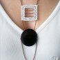 Necklace with black and white shrink plastic pendants and chains/ shrink plastic jewelry