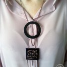 Necklace with two black shrink plastic pendants and chains/ shrink plastic jewelry