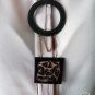 Necklace with two black shrink plastic pendants and chains/ shrink plastic jewelry