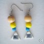 Earrings with wooden beads and shrink plastic/ shrink plastic jewelry