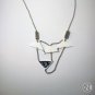 Handmade necklace with four white shrink plastic pendants and silver beads/ shrink plastic jewelry