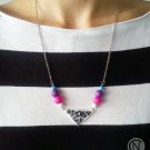Handmade necklace with shrink plastic pendant and woden beads/ shrink plastic jewelry