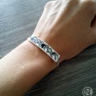 Handmade bracelet with unique motive on white shrink plastic pendant/ shrink plastic jewelry