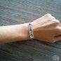 Handmade bracelet with unique motive on white shrink plastic pendant/ shrink plastic jewelry