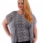 NEW $36 drape sleeve sheer blouse black white 1X2X3X plus tee shirt top