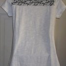 New LACE BACK Massini white tee blouse V top shirt Womens S