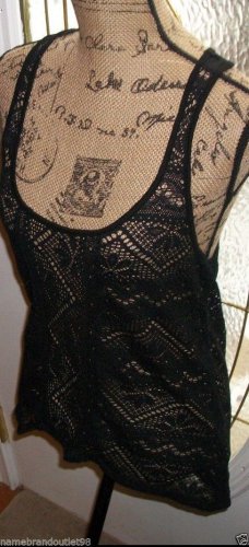 New black lace tank blouse Eyeshadow womens clothing large racer back cami top