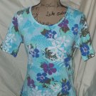 NEW floral print cotton t shirt blouse top WHITE STAG M 8-10 ARMPIT TO ARMPIT 21