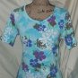 NEW floral print cotton t shirt blouse top WHITE STAG M 8-10 ARMPIT TO ARMPIT 21