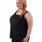 New womens YUMMY Plus LACE back tank blouse ruffle 1X 2X 3X plus top shirt