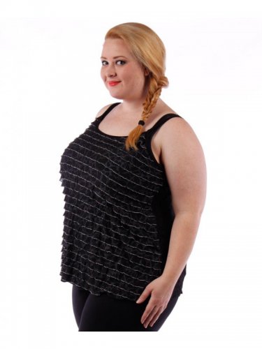 New womens YUMMY Plus LACE back tank blouse ruffle 1X 2X 3X plus top shirt