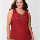 Tops Plus NWT $59 ruby embellished tank blouse LANE BRYANT Red size 14 24 28