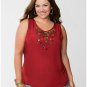 Tops Plus NWT $59 ruby embellished tank blouse LANE BRYANT Red size 14 24 28