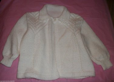knit girls pearl sweater by Katelyn's Kids knit cuff collar aprox size 4-5