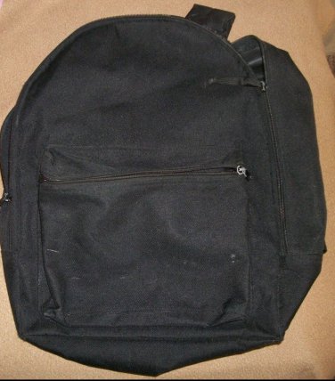 backpack black 12x16x6 JC Pennys outer zip pocket polyester book bag