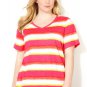 NWT tye dye stripe blouse AVENUE dark pink 4X cotton tee V neck top shirt