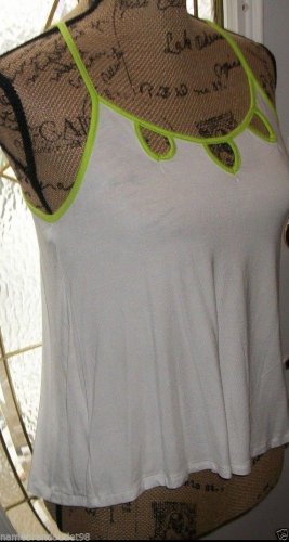 New cami blouse BOZZOLO women white green small rayon top 18"armpit to armpit