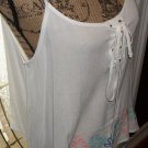 New embroidered cami tank blouse Mine womens clothing large tie front top hi lo