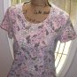 CROFT & BARROW stretch tee blouse PINK floral Large cotton top