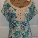 $49 LANE BRYANT CROCHET LACE floral blouse size 16 open sleeve cotton modal top