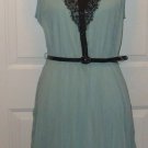 New lace trim shirt tank dress MAURICES Studio Y Aqua frost LG black gloss belt