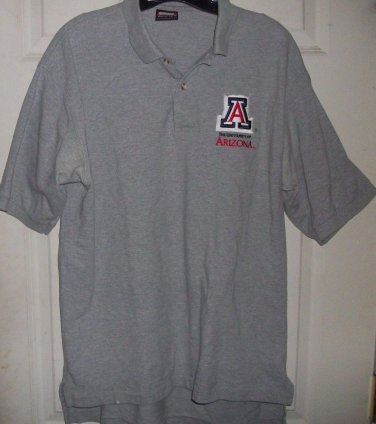 TOPS BLOUSE PLUS Polo Mens Univ ARIZONA L gray rib collar short sleeve shirt top