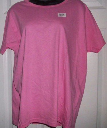 NWT Top Blouses Plus Women JERZEES Size Large PINK rib neck tee shirt top cotton