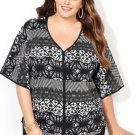 New $60 black white Aztec AVENUE multi print knit tee blouse 3X plus top