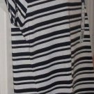 New women FALLS CREEK black mesh knit stripe tee blouse size 12/14 M-L shirt top