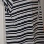 New women FALLS CREEK black mesh knit stripe tee blouse size 12/14 M-L shirt top