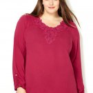 New berry $60 floral CRFOCHET Avenue knit blouse 5X 4X plus Asymmetric hem top