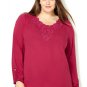 New berry $60 floral CRFOCHET Avenue knit blouse 5X 4X plus Asymmetric hem top