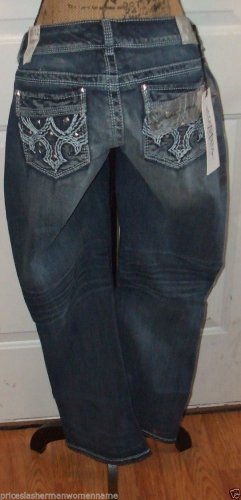 NEW $59 Destructed MAURICES JEANS embroidered pocket 5/6 reg sand blast cotton
