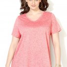 NWT soft fabric tweed blouse AVENUE raspberry 4X tee linen V pocket top shirt