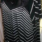 New black lace AVENUE black white rayon stripe Hi Lo tee blouse 3X plus top