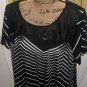 New black lace AVENUE black white rayon stripe Hi Lo tee blouse 3X plus top