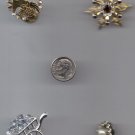 4 COUNT JEWELRY PINS VINTAGE silver gold tone sculped artful glass diamond