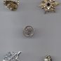 4 COUNT JEWELRY PINS VINTAGE silver gold tone sculped artful glass diamond