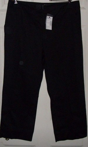 NEW $29 GEORGE ME black capri shorts by Mark Eisen slit leg cotton spx size 10
