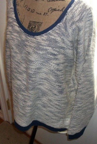New $59 knit sweater blouse NINE WEST Vintage America coll. size XXL navy wh top