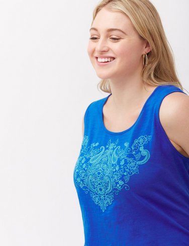 NEW blue aqua crochet knit scroll tank blouse LANE BRYANT 4X keyhole back top