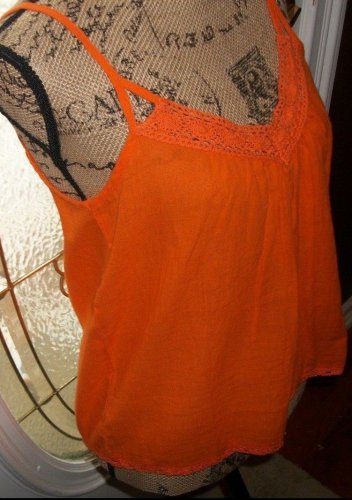 $50 cotton tie back CROCHET cami blouse SUGAR 17 sleeveless strap medium top new