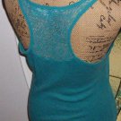New lace back turquoise tank blouse MAURICES LARGE top blouses