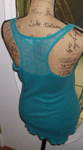 New lace back turquoise tank blouse MAURICES LARGE top blouses