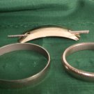 old jewelry Gold tone hair piece 3" 2 gold tone 3" bracelets 1 elast stretch